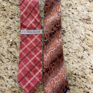 NWT Mens 2 Piece Bundle Neck Ties Geoffrey Beene & Pierre Cardin Paisley & Plaid